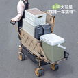 疆屿户外折叠露营车儿童可躺摆摊可升降桌野营野餐聚拢双层小推车 卡其轻途高碳钢车架双层牛津布