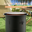 树奢便携多功能柴火炉户外烧烤煮茶取暖农村家用烧木炭炉灶  加厚提桶 精铁锻造大号290mm+便携把手