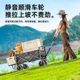 疆屿户外露营推车露营车营地车摆摊折叠野营拖车野餐车儿童可躺旅行车 黑色【轻便购物车】5寸实心轮