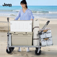 JEEP露营推车折叠野营手推车儿童可躺旅行车野餐推车摆摊地摊大号 【遮阳套餐】墨烬黑+遮阳顶棚