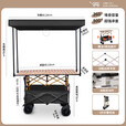 摆摊推车一体摊车可折叠桌子带雨棚遮阳棚多功能餐车露营小推车 【宽棚】+坦克黑车+94升降桌