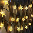 妃铃太阳能户外LED氛围灯露营灯串彩灯闪灯装饰灯节日布置帐篷星星灯 【防水】星星+水晶球-暖色 太阳能【15米100灯】8种闪烁模式