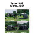 black dog黑狗自动五边形穹顶天幕速开户外露营自立免搭建黑胶遮阳棚 主体星穹拉链款带烟囱