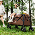 CAMEL户外聚拢露营车野餐儿童可躺营地车手推车拉车可折叠旅行车 200L ，棕褐色聚拢车+可折叠餐桌板+克米特椅*2
