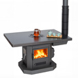 炊火匠欧式柴火炉三面观火别墅客厅民宿家用室内无烟壁炉取暖器 【真火壁炉上排烟】0.8*1.4米黑色碳钢茶几（双孔）