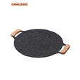 CAMELJEANS户外双耳烤盘精致露营铸铁煎盘烧烤盘铁板野餐烤肉架野营装备0134