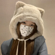 可爱猫耳朵毛绒帽子女士冬季新款骑车加厚保暖风寒东北雷锋帽 咖色 均码