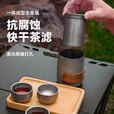 纯钛旅行茶具套装户外围炉煮茶罐罐壶露营便碳烤携泡茶双层钛水杯 不锈钢钛化茶具（一壶三杯+茶具包）