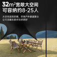 JEEP黑胶天幕户外遮阳防雨加强防晒沙滩津布露营凉棚雨棚懒人六角天幕 【家庭野餐套装】加大黑胶8-25人适用【四面防晒】