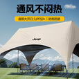 JEEP黑胶天幕户外遮阳防雨加强防晒沙滩津布露营凉棚雨棚懒人六角天幕 【家庭野餐套装】加大黑胶8-25人适用【四面防晒】