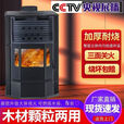 欧式生物质颗粒取暖炉家用室内无烟真火壁炉木材颗粒两用采暖炉厂 木材颗粒两用180型wife+烧水+颗粒烟管