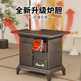 新型气化取暖炉家用室内无烟柴火炉农村冬季柴煤两用烤火炉火炉子 气化特厚取暖炉+4米烟筒2弯头+水箱礼包
