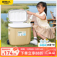 原始人保温箱冰块冷藏户外露营车载冰桶商用保冷箱摆摊便携箱子 26L【带拖轮拉杆】+冰袋*10