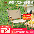 CAMELCROWN户外露营折叠椅便携式靠背写生躺椅野营钓鱼凳美术生椅子克米特椅 卡其色-钢管椅架-承重120KG-1J722C7586J