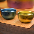 必唯（BOUNDLESS VOYAGE）纯钛钛杯户外茶杯冰花双层小茶杯茶具轻量便携防烫功夫茶喝茶杯子 5个颜色