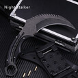 夜行者（Night stalker）防身随身直刀高硬度鹰爪子开刃一体钢锋利刀具皮套 钢色+皮套