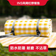 北牧歌野餐垫防潮垫加厚大户外露营垫便携防水郊游野餐布春游地垫可机洗 加厚黄白格【2x2米 腈纶布】