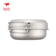 铠斯（KEITH） 碗折叠柄钛碗饭碗饭盒便携户外餐具钛小碗饭盒套装野餐露营郊游 Ti6053套装(2碗1煎锅)