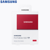 三星（SAMSUNG） 500GB Type-c USB 3.2 移动固态硬盘（PSSD） T7 红色 NVMe传输速度1050MB/s 超薄时尚