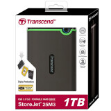 创见（Transcend）高速移动硬盘USB3.1 Gen1 三层防摔 抗震结构 360°全方位保护 StoreJet 25M3S系列 黑色 2TB