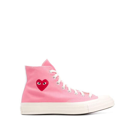 川久保玲(comme des garcons play) 男女通用 心形印花高帮板鞋 粉色