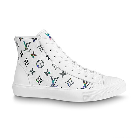 路易威登lv男鞋tattoo 彩虹老花高帮运动帆布鞋 1a8kh3 5预售