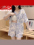 浪莎（LangSha）品牌自带胸垫一体睡衣女夏季2024开衫短袖短裤卡通猫咪家居服套装 SL35056 M (80-100斤)