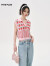 FIVE PLUS无袖背心针织衫夏季新款女装字母标语翻领上衣草莓商城同款 粉红色180 S