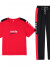 啄木鸟好棉运动套装女式新款夏季短袖宽松休闲团队广场舞服装两件套 红色 M[适合80-95斤]