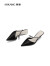 奥康（Aokang）官方女鞋款 新款舒适优雅凉鞋女尖头细跟一字带凉拖 黑色1234711041 36