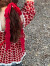 月袖（YUEXIU）夏季日系软妹小清新碎花方领蕾丝泡泡袖衬衫学生宽松百搭可爱上衣 红色花花上衣 S