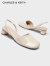 CHARLES&KEITH【SALE】CK1-61720088女士时尚亮面圆头低跟凉鞋 粉白色Chalk 37