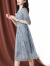 MianSoo真丝连衣裙女2024新款夏季碎花轻熟风休闲设计感小众收腰显瘦裙子 蓝色 XL