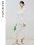 ZHUCHONGYUN2024春新款白色抽绳设计感优雅缎感直筒半身裙 米白 S