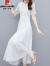 皮尔卡丹（pierre cardin）高级感雪纺连衣裙子女装夏季2024年新款白色显瘦气质洋气时髦长裙 黑色   2XL (125-135斤)