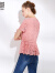 颜域品牌女装秋季新款短款收腰粉色钩花镂空短袖蕾丝上衣小衫70S8464 粉色 XL