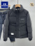 罗蒙（ROMON）冬季新款韩版青年无帽立领工装羽绒服男士休闲宽松纯色保暖外套潮 黑色  M 《120斤内》