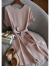 拉夏贝尔（La Chapelle）连衣裙女2023夏季新款气质通勤轻奢收腰圆领显瘦名媛气质中长裙子 粉色 L