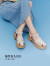 百丽罗马凉鞋女商场同款猪笼鞋厚底厚底凉鞋BK734BL3 米色 36