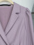 ROEYSHOUSE罗衣知性OL紫色西装连衣裙女秋装新款泡泡袖修身中裙07371 紫色 L