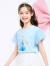 巴拉巴拉儿童短袖女童t恤夏装中大童拼接网纱袖上衣 清爽冰蓝-网纱飞袖80901 120cm