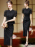 皮尔卡丹（pierre cardin）新中式旗袍连衣裙套装女2024夏季新款感显瘦法式蕾丝两件套裙 黑色 M