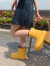 细细条（XIXITIAO）韩版时尚拼色水鞋雨鞋女夏季户外休闲防滑防水亲子雨靴ins 姜黄色 26-27（内长约17.5cm）