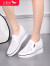 红蜻蜓女鞋镂空白色鞋子女内增高时尚休闲鞋 白色 38