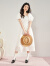 西遇法式茶歇裙女2024年夏季新款初恋温柔系高级感白色仙女连衣裙显瘦 白色 XL