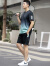 老者（LAOZHE）短袖t恤男士大码2024夏季新款速干透气胖子套装运动跑步健身上衣 绿色 4XL(建议165-185斤)