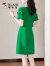 啄木鸟高端气质方领绿色连衣裙春夏季高级感设计小个子修身显瘦2024新款 绿色 8062 3XL 140-160