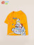 贝贝怡儿童T恤短袖男童装夏季2022新品卡通印花柔软透气外出衣服 橙色 8岁/身高150cm