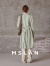 MSLAN薄荷曼波丨24年春季时尚通勤风宽松直身袋盖双排扣风衣外套 灰绿 M