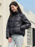 坦博尔（Tanboer）羽绒服女短款2023年新款时尚立领外套女厚款保暖面包服TD236380 黑色 160/84A